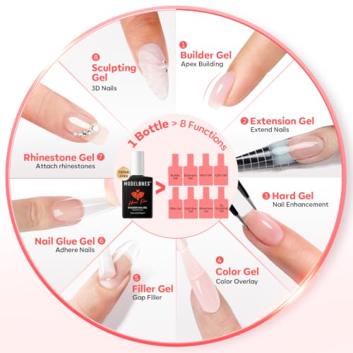 Image of modelones Builder Nail Gel HEMA-Free Cover Nude, Gentle Builder For Nails