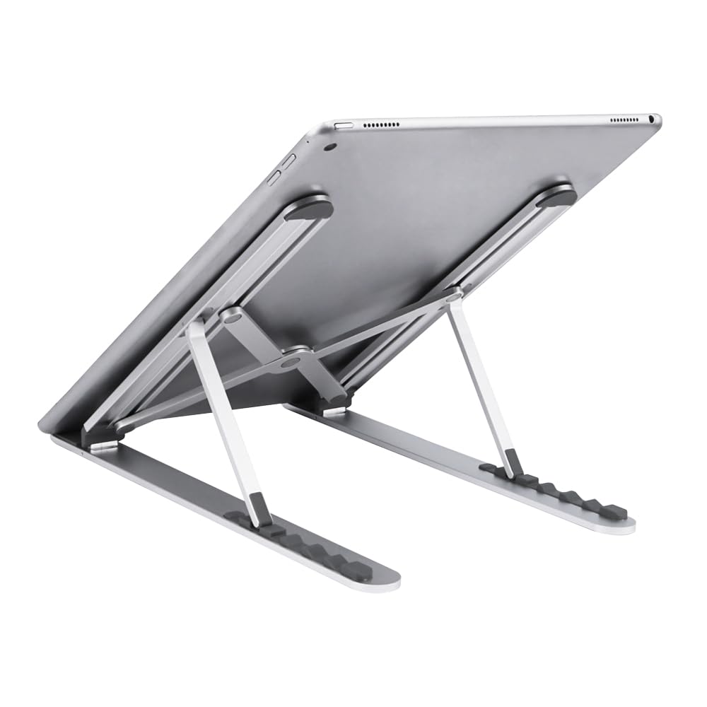 MISURA | Soporte Ergonómico Portátiles y Tablets, Plegable por Completo, 6 Posiciones de Inclinación, Aluminio y Silicona | ME12