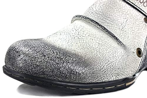 Image of OSSTONE Moto Boots for Men Fashion Zipper-up Leather Chukka Boots Casual Shoes OS-5008-1-ABNH