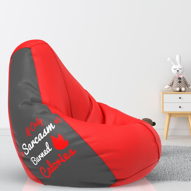BiggieBean Bag Cover 5XL- Official: Jack & Mayers Bean Bags - for Adults - Max User Height : 6-6.5 Ft. - Weight : 99-110 Kgs(Model: If only Sarcasm - Grey Red)-picture-14