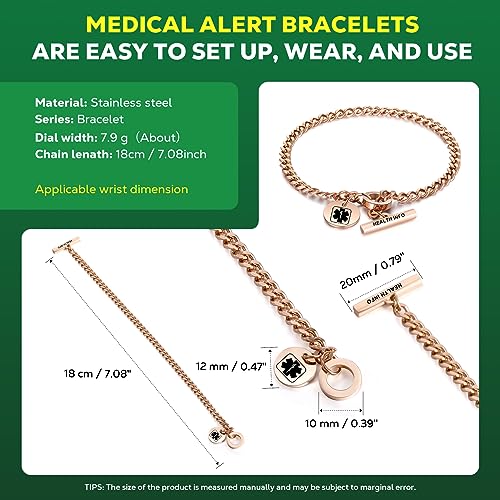 Upgraded QR Code Medical ID Bracelets for Women Medical Alert Bracelet - Sterling Silver 7'' ~9'' Chain Link - More Space Save & Change Emergency Med Info3