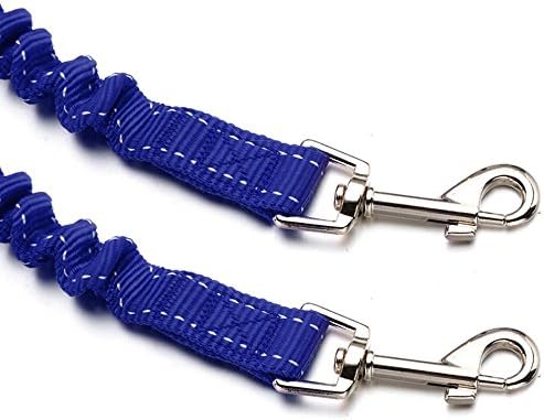 MEKEET Bungee Double Dog Lead No Tangle Two 2 Dog Leash Coupler, For Walking Puppy, Small, Medium, Large dog, Adjustable 19.6 to 31.4 Inches (Blue)