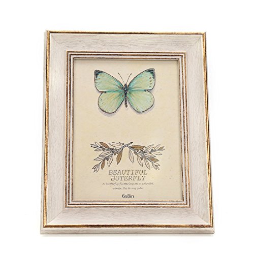 Zhenzan Frames 6x8 Inches Vintage Feel Rustic Picture Frame for Tabletop or Wall Hanging with Glass Front (6x8, White) by Zhenzan Frames - Used condition - US$8.19