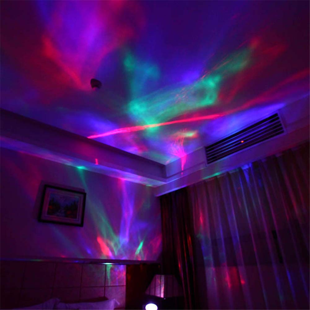Yanghao Proyección De La Lámpara LED Proyector De Estrellas Luz De La Noche, La Noche Sea Light Wave Aurora Sky Altavoz del Proyector del Bebé Niños Durmiendo Lámpara LED Romántico Estrellado,B