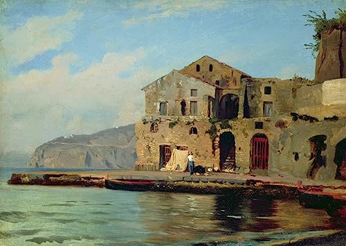 Impression sur toile de plage à Sorrento 60x90cm Louis Gurlitt premium