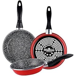 Set Sartenes Magefesa MAGEFESA K2 Set de Sarténes, Acero esmaltado vitrificado, Inducción y lavavajillas, Rojo, 24/26/28 cm