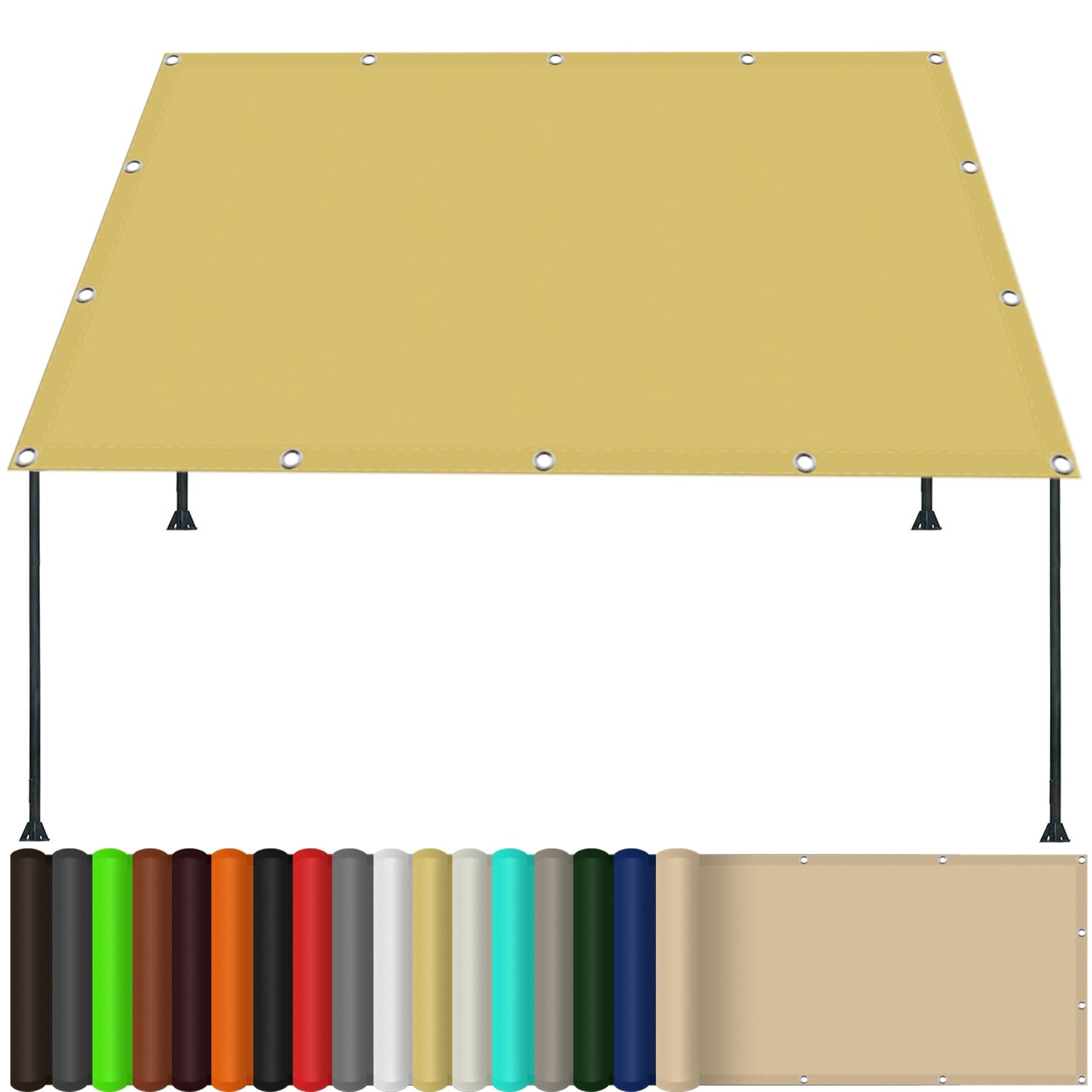 Voile d'ombrage rectangulaire 150x220 cm en tissu crème pour jardin et pergola