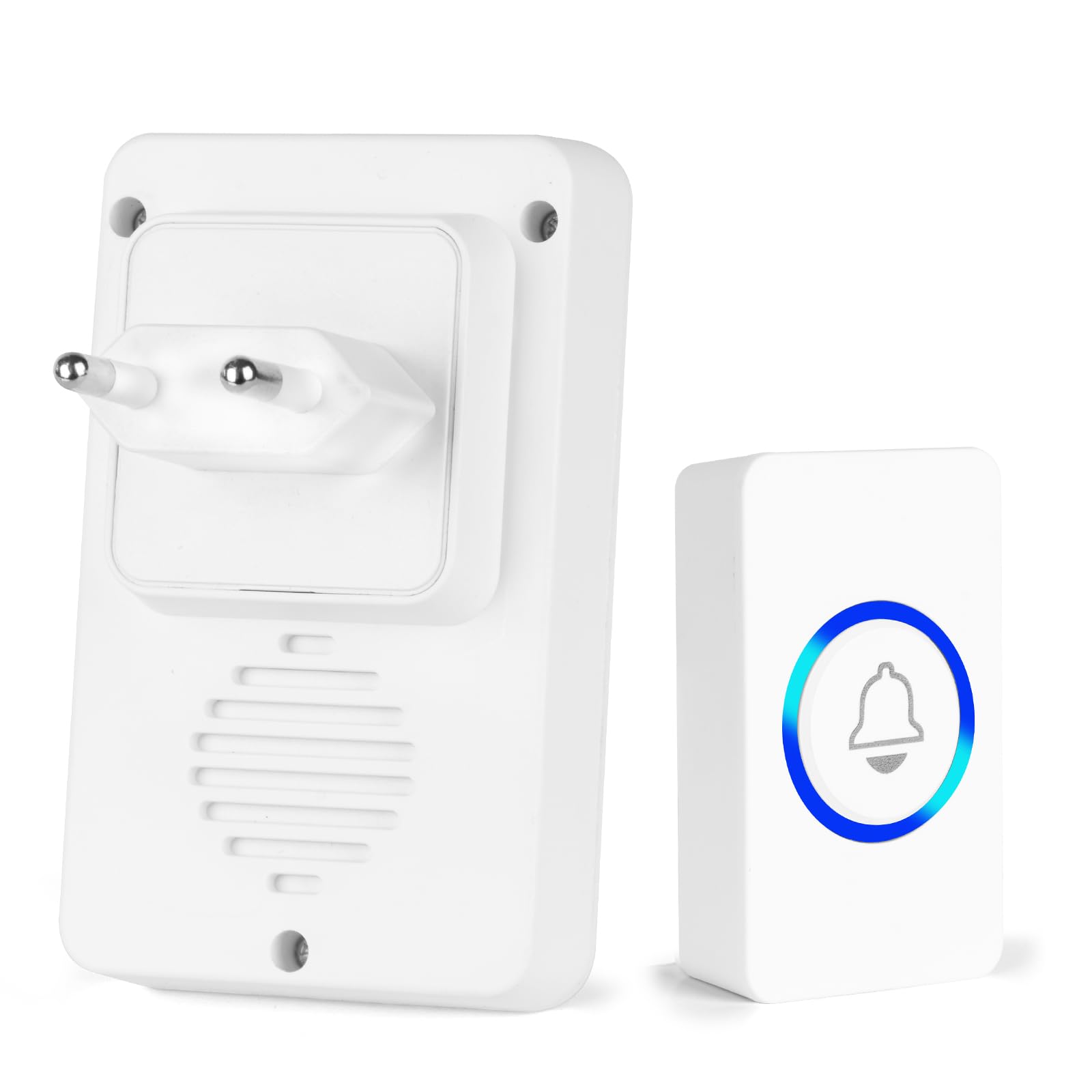 Campanelli Wireless, Campanello Wireless Impermeabile, Wireless Doorbell, Portata 492FT, Campanello Senza Fili da Esterno Nuova spina, 58 Suonerie, 4 Volumi Selezionabili