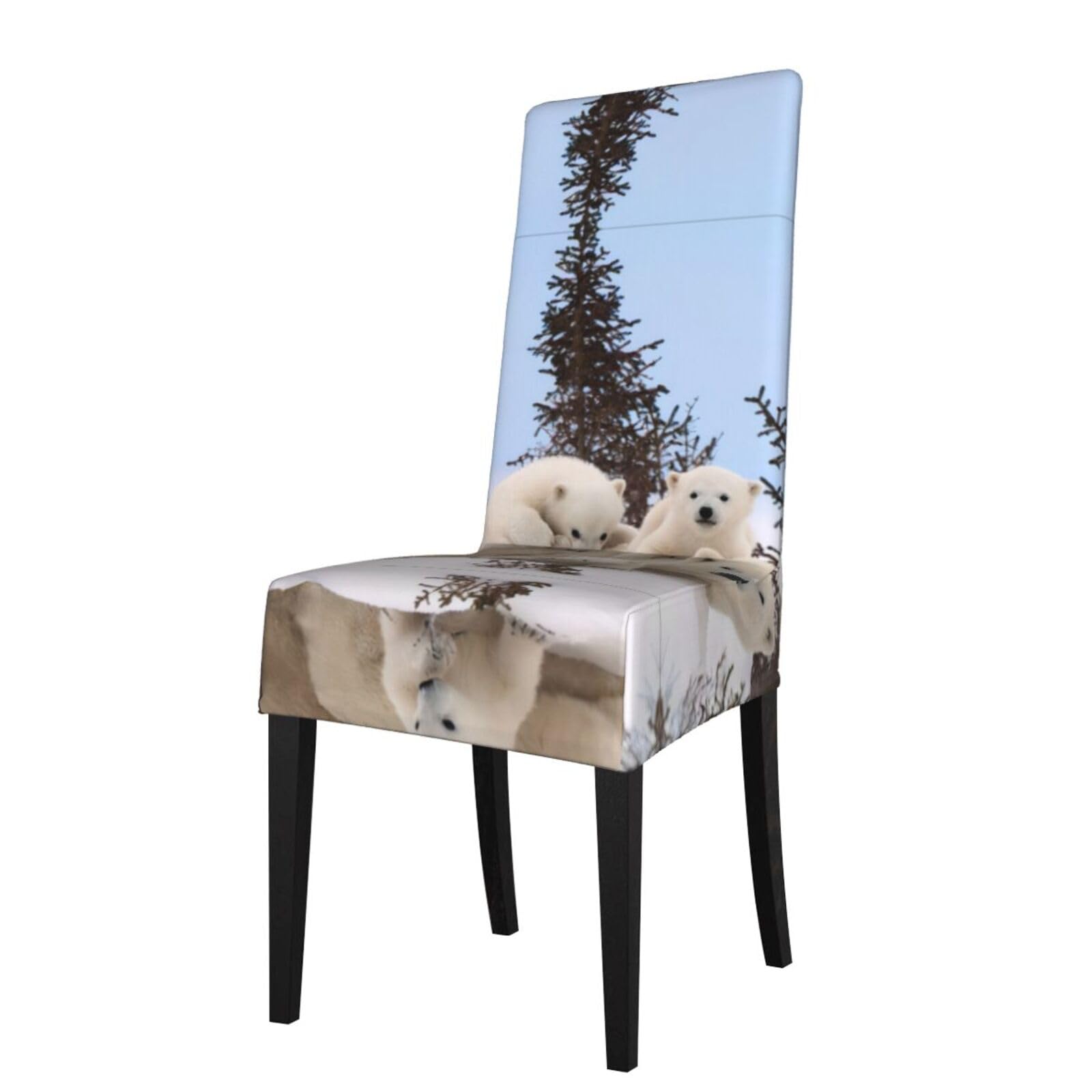 WHJSHOP Polar Bear Prints Protection Cover for Dining Chair - Stretchy & Wrinkle-Resistant Chair Throws, Perfect for Home & Event Decor