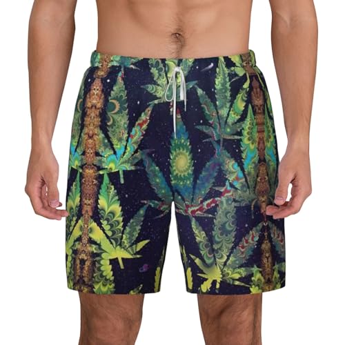 Short de bain pour le surf et la plage homme avec imprimé cannabis A Puff in Time