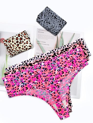 Image of voenxe Seamless Women Underwear Thongs,High Waisted No Show Ladies Panties,Invisible Breathable Comfy Active Thong,Hi Rise Cut Athletic Gym Undies,Highwaisted Mesh Stretchy Soft Panty,5-Pack