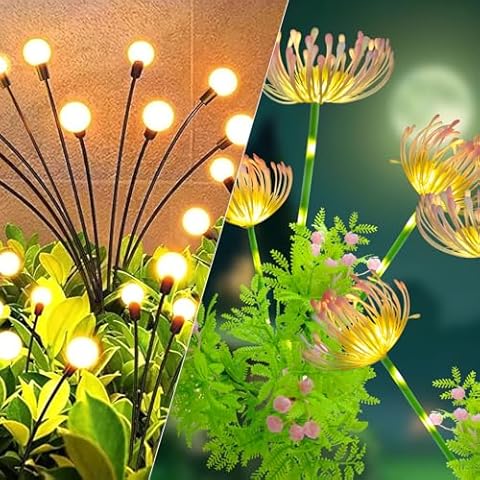 2 Pack Solar Garden Lights -Solar Lights Outdoor, Solar Firefly Lights, Sway by Wind, Solar Fairy Lights Outdoor Waterproof for Patio Garden Pathway Decoration(Warm White) Cover