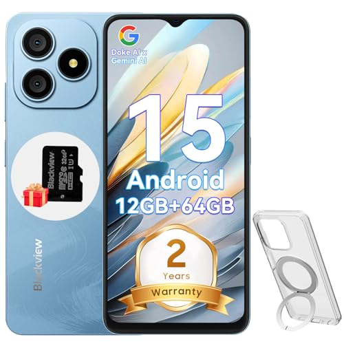 Blackview WAVE 9C Smart Android Phone,4G Sim-Free & Unlocked Mobile Phones, 12GB+64GB/2TB, Android 15 Phone 13MP+8MP AI Camera, 5000mAh/10W, Fingerprint/Eye Comfort Mode, 5G WiFi/GPS/OTG Smartphone