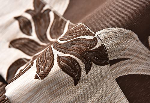 Napearl Brown Kitchen Curtains And Valances Set, Jacquard 3 Piece Set Valance And Tiers 36 Inch Length, Rod Pocket Small Kitchen Curtains For Cafe, Bathroom #TOP3
