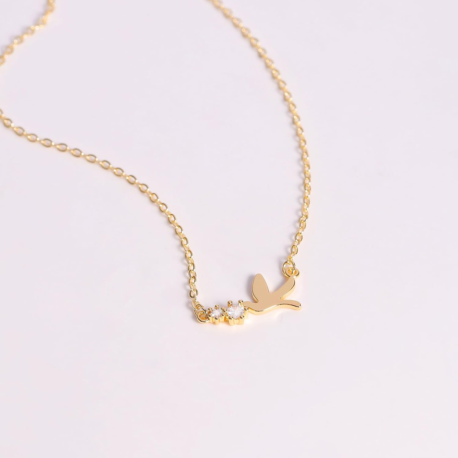 14K Gold Plated Dainty Pendant Butterfly Bead Boot Bee Baseball Flower Compass Airplane Heart Hummingbird Tree Necklace Simple Jewelry Gift for Women - Image 4