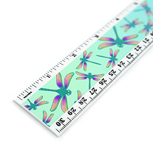 Dragonfly Pattern 12 Inch Standard and Metric Plastic Ruler