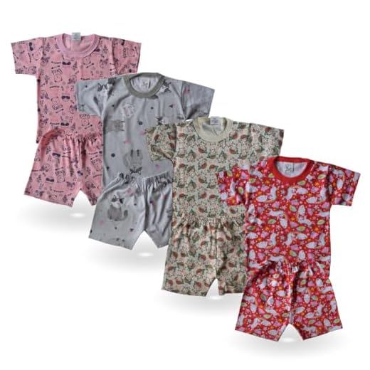 KIT 4 Conjuntos - Pijama Infantil Menina a Juvenil de 1-16 anos - Conjunto Camiseta e Bermuda - Meia Manga 100% Algodão Verão Feminino (2)