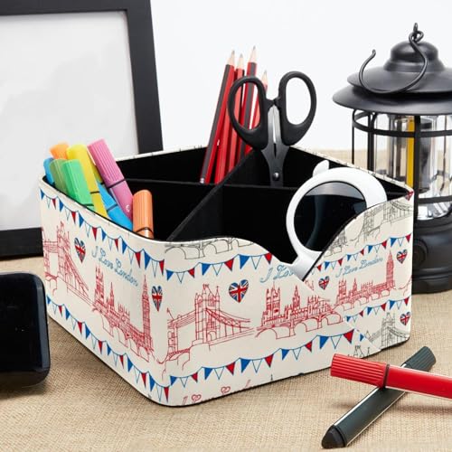Organiseur de bureau avec 4 compartiments et pot de rangement design - 8