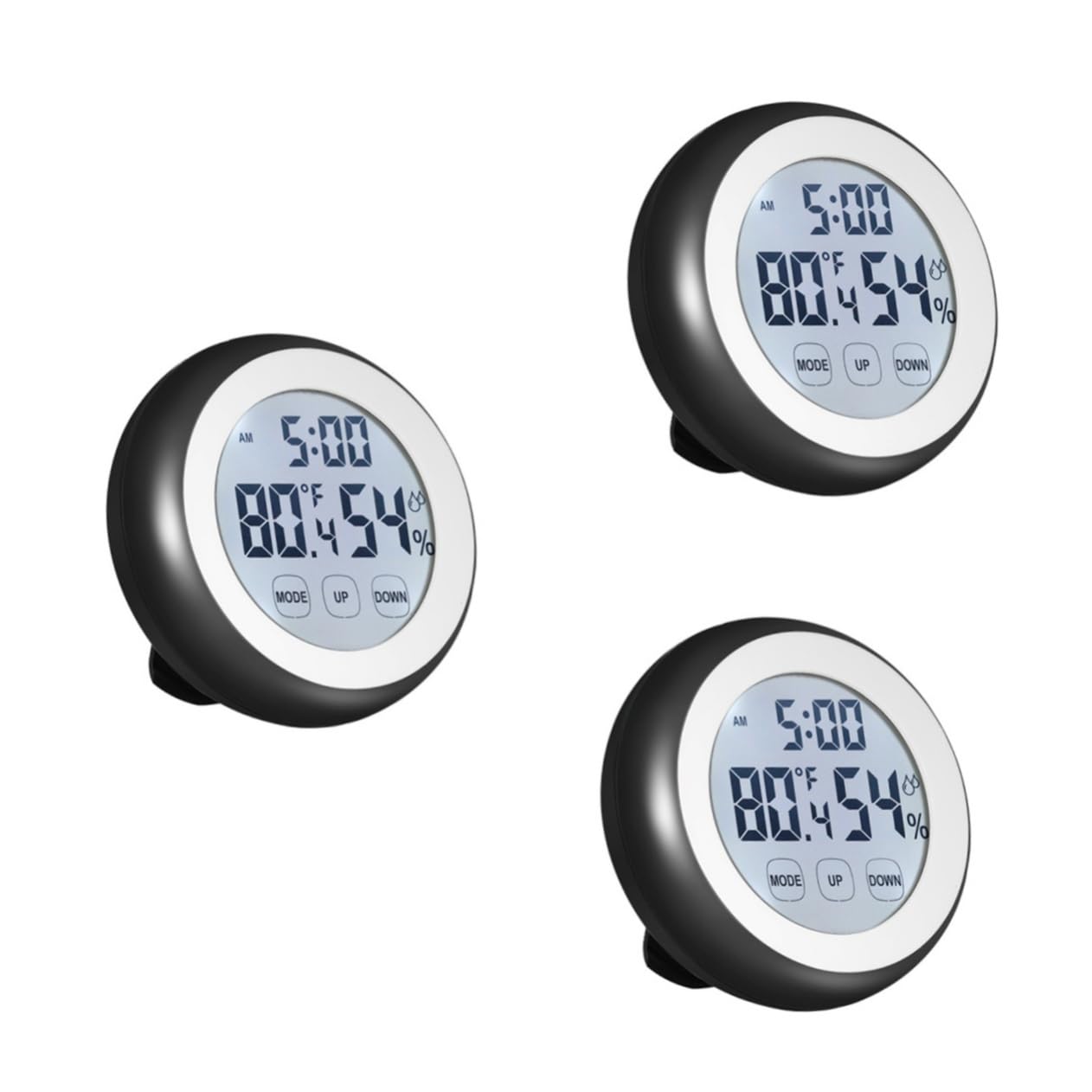 Sosoport 3pièces Thermomètre Hygromètre Électronique à Écran Tactile Led Mesure Précise De Humidité Température Intérieure Noir
