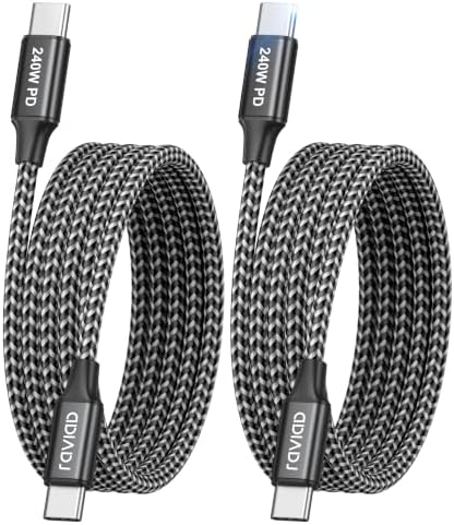 RAVIAD 240W USB C Kabel 2Stück 2M, Ladekabel USB C PD 3.1 Schnellladekabel | USB C auf USB C Kabel für iPhone 17 16 15 Serie, Samsung Galaxy S25 S24, Huawei, Pixel, MacBook Pro Ai
