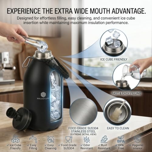 Image of Insulated Water Bottle 4000ml, Hot Water Bottle, Thermosteel Water Bottles for Travel, Home, Office, School, Gym, Adults, ISI Certified Water Bottle 12+ Hr Hot and 18+ Hr Cold, Black