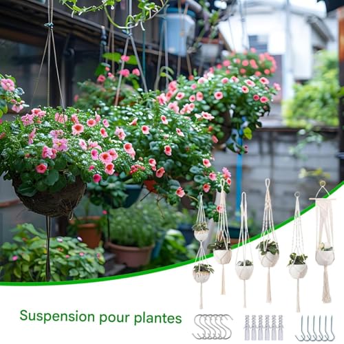 Support pour pots de fleurs suspendu pour succulentes | Décoration plafond et salon - 7