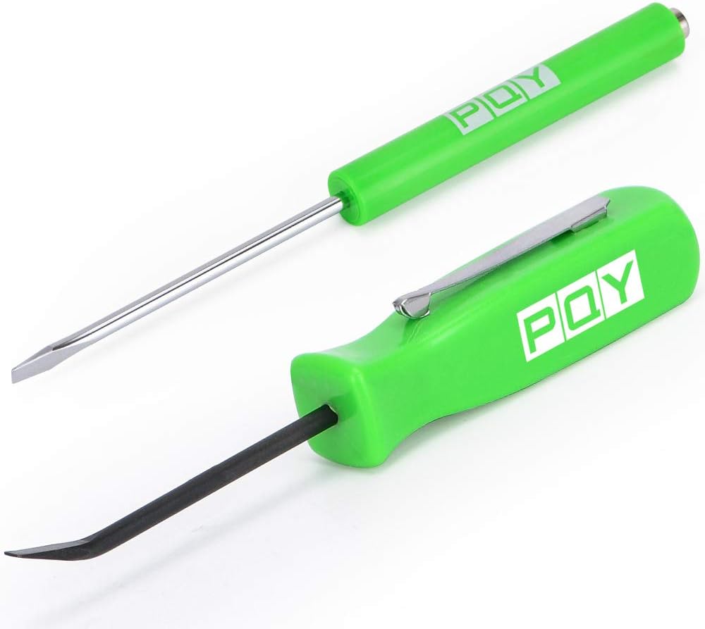 Pocket Magnetic Screwdriver Slotted Head With Magnet Top + Mini Pry Bar Set Green