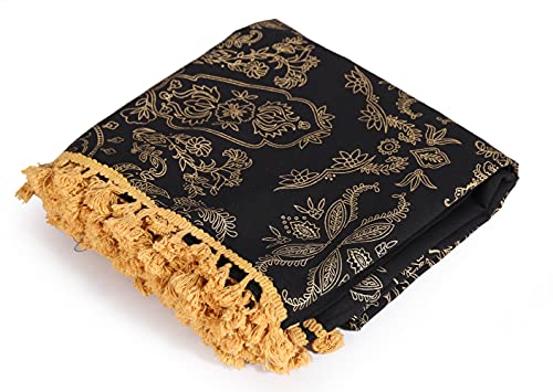 Popular Handicrafts Indian Hippie Mandala Bohemian Beautiful Black Gold Window Drapery Fringes Curtain Bedroom Living Room Balcony Valance Panels #TOP7