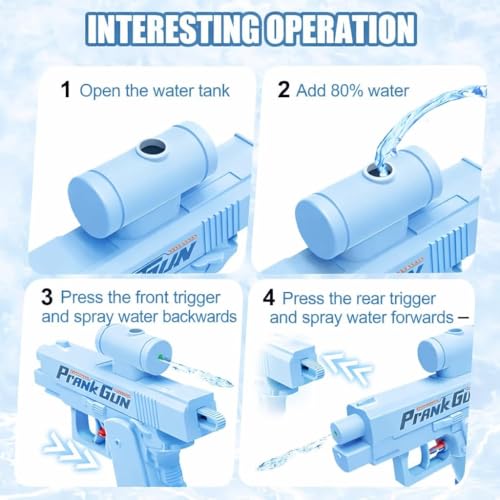 Image of Prank Two-Way Water Gun, Reverse Water Gun,Double Spray Squirt Gun Toy for Kids and Adults, Blue ABS, Office and Party Fun Holi Gift