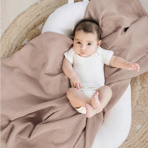 Image of Konssy 3 Pack Muslin Swaddle Blankets for Unisex, Newborn Receiving Blanket, Large 47 x 47 inches, Soft Breathable Muslin Baby Swaddles for Boys & Girls