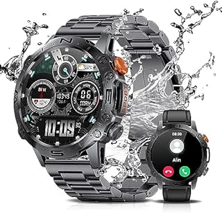 LIGE Smartwatch Herren mit Telefonfunktion für Android iOS 1.43'' Amoled HD Outdoor Sportuhr Smartwatch mit 110 Sportmodi,Pulsmesser/Schlafmonitor,IP68 Wasserdicht Schrittzähler,360mah Batterie