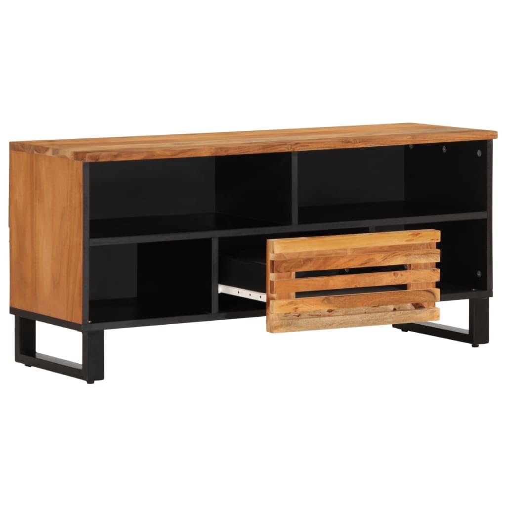 Szafka pod telewizor z litego drewna Acacia 100 x 34 x 46 cm Styl