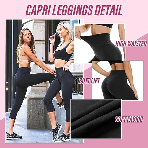 Campsnail 4 Pack Capri Leggings For Women - High Waisted Capris Soft Tummy Control Yoga Pants Workout Tights #TOP1