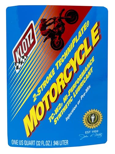 Klotz Motorcycle TechniPlate Synthetic Premix/Injector Oil for 2-Stroke TC-W2 Engines – 1 Quart KL-300