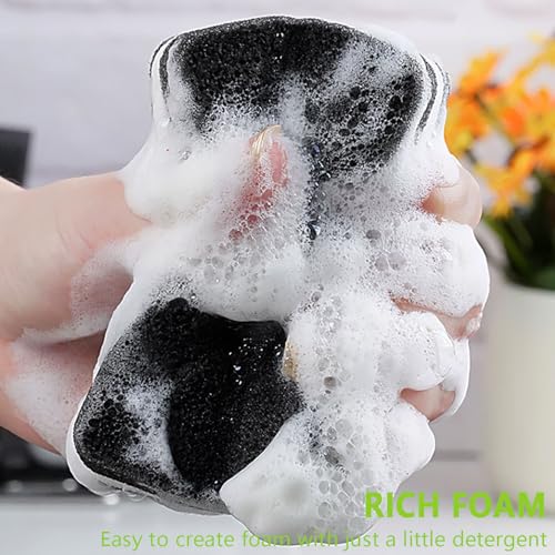 Image of Kitchen Cleaning Sponges, 6 Pack Heavy Duty Scrub Sponges Cleans Fast Non-Scratch Sponge for Washing Dishes and Cleaning Kitchen (Black)