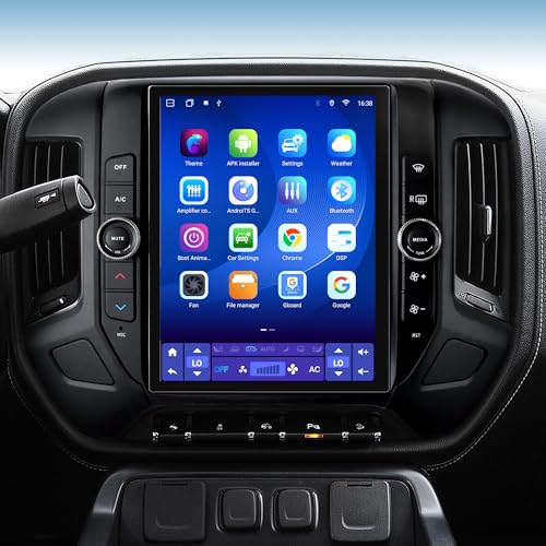 Gearzbtor 12.1 Radio Upgrade for Chevy Silverado GMC Sierra 2014-2018 8Core Sierra Stereo Android 13 T-Style Vertical Screen Headunit Wireless CarPlay Android Auto GPS 48EQ Backup Camera Mic 4+64G