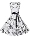 Anni Coco Women's 1950s Hepburn Vintage Swing Dresses With Ribbon Belt Floral 7 Large