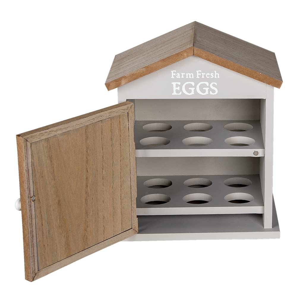 Clayre & Eef 6H2060 Eierschrank Haus Braun 19x13x23 cm