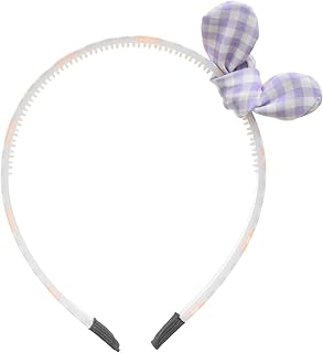 ZAHRA توكة طوق بناتي بلاستيك على شكل فيونكة من الجانب كروهات بها ورد موف