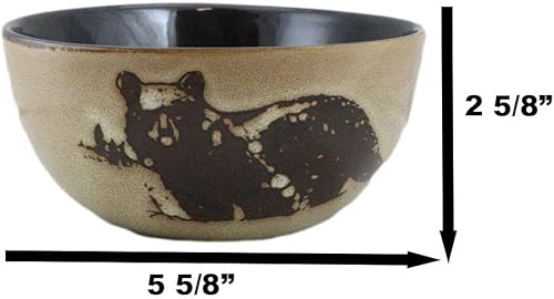 Miniatura 2 de Ebros Gift Paquete de 2 cuencos rústicos del bosque occidental con oso negro, arte abstracto, marrón, cena, pasta, ensalada, sopa, vajilla 21O,