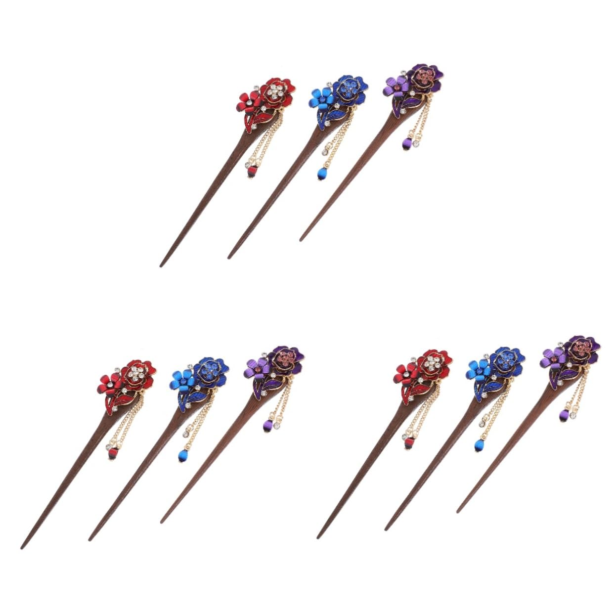 Housoutil 9piezas Horquillas De Pelo Étnicas Cristales Brillantes Accesorios Para Peinados Elegantes