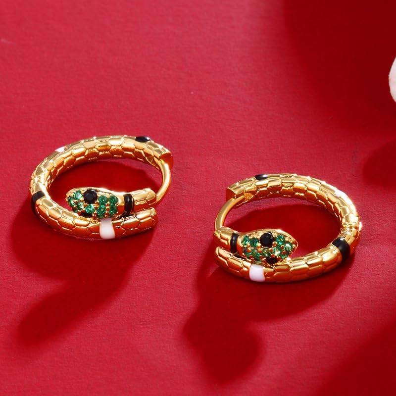 Dainty Gold Snake Earrings for Women 18K Gold Plated Hypoallergenic Snake Huggie Hoop Earrings Small Tiny Minimalist Snake Hoop Huggie Earrings Snake Jewelry - Image 3