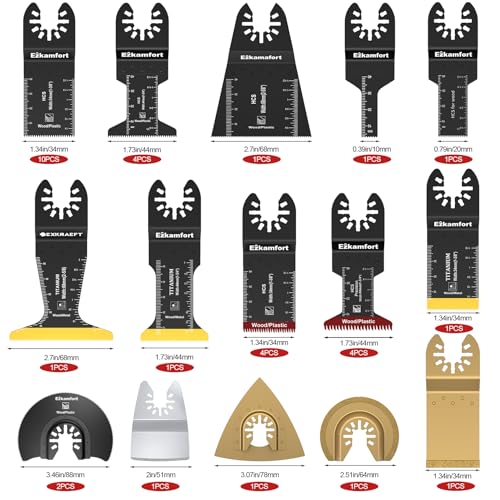 Ezkamfort 138Pcs Multi Tool Blade, Titanium Multitool Blade Kits for Wood Nails, Drywall, Japanese Tooth with Storage Bag, Universal Oscillating Saw Blades Compatible with Ryobi Makita Milwaukee 2 Ezkamfort 138Pcs Multi Tool Blade, Titanium Multitool Blade Kits for Wood Nails, Drywall, Japanese Tooth with Storage Bag, Universal Oscillating Saw Blades Compatible with Ryobi Makita Milwaukee - Image 2