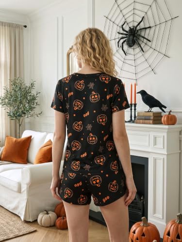 Image of VENTELAN Pajama Set For Women Cute PJS Summer Short Sleeve Shorts Sleepwear