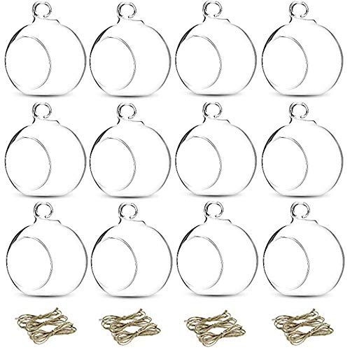 12 Pcs 3.15"/ 8cm Hanging Glass Tealight Holder Globe Plant Terrariums Glass Orbs Air Plants Tea Light Candle Holders Home Decor Indoor Outdoor Garden DIY Gifts (9 Pcs + 3 Pcs) by NUPTIO - Used condition - US$21.78