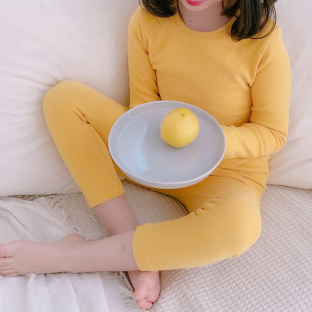 KISBINI Toddler Girls Boys Pajamas Cotton Thermal Underwear Basic Solid Sleepwear Soft Long Sleeve Pjs 2pcs Set - Image 4