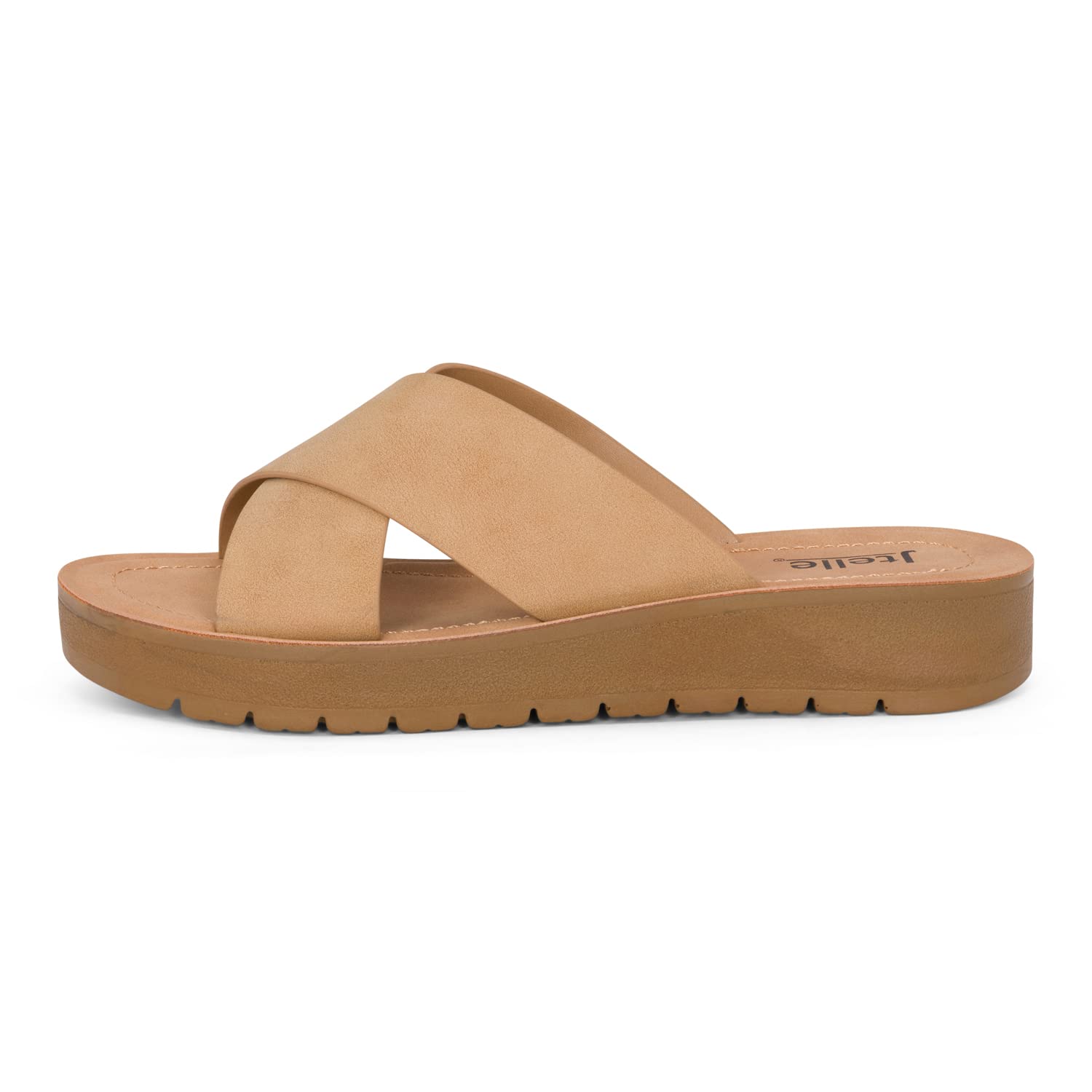 Jtelle - Lucy - Womens Slip On Slide Criss Cross Fashion Platform Open Toe Comfort Sandals