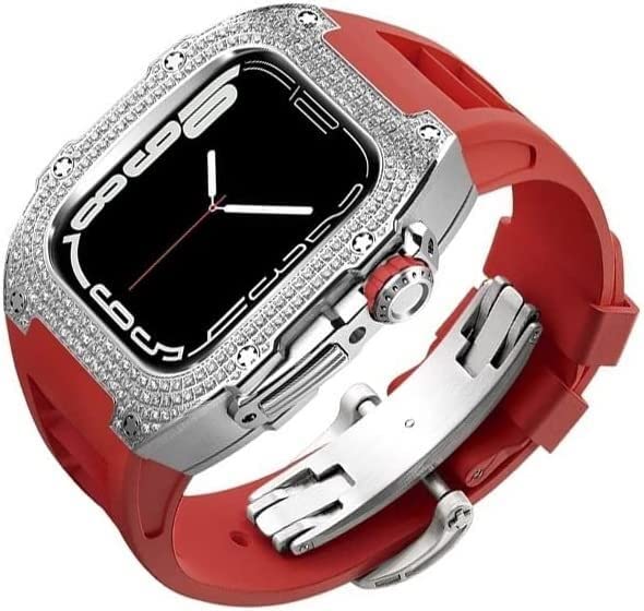 Coque Apple Watch titane SCHIK et bracelet caoutchouc luxe pour iWatch 45mm