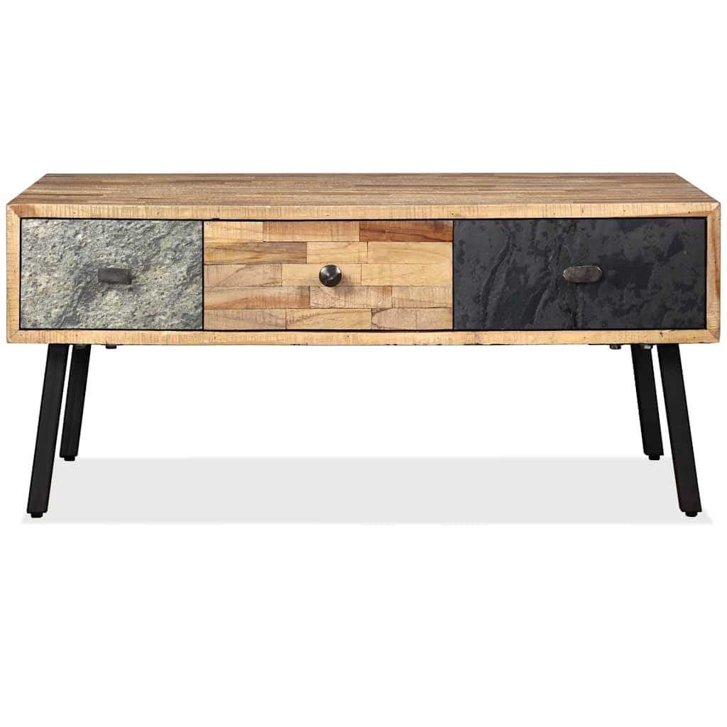 Tavolino da salotto in legno massello teak, 90 x 65 x 40 cm