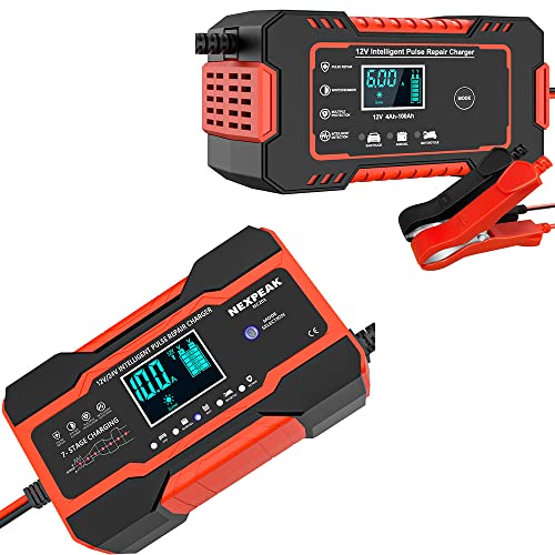 NEXPEAK 10-Amp & 6-Amp Battery Charger for 12V/24V Lead-Acid Batteries